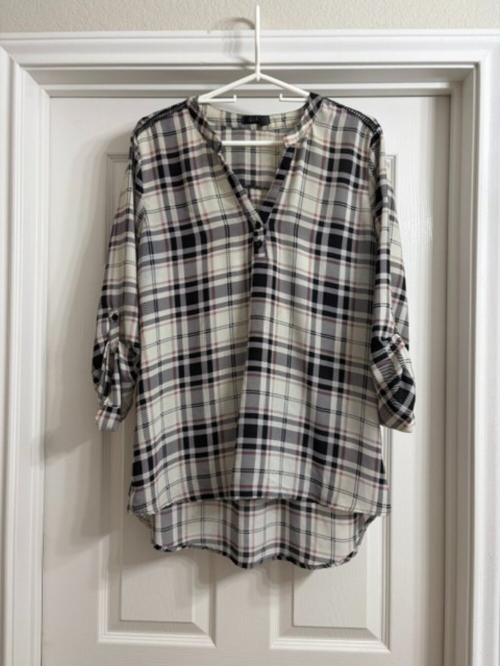 CURE. Women's Plaid Print Blouse, Size XL